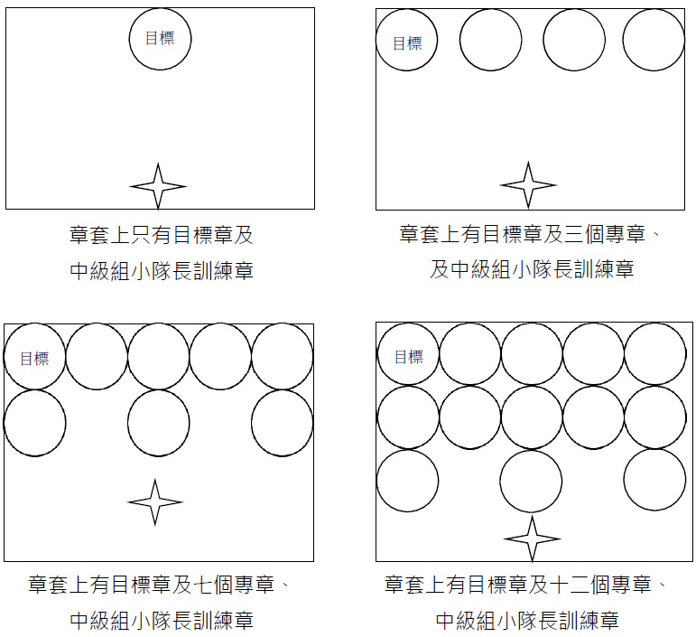 中级组奖章佩戴方法图解(包括中级组小队长训练章)图片